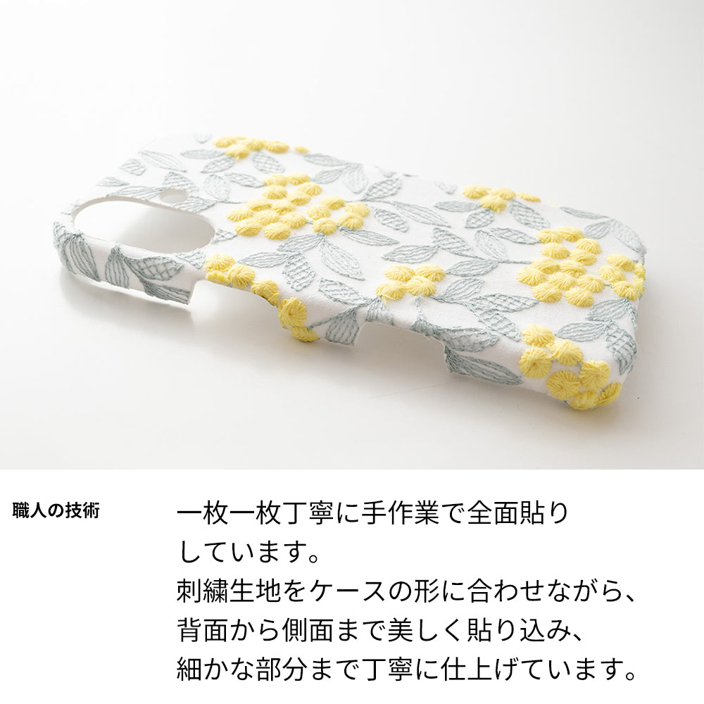 iPhone 18 Pro Max ぷっくりミモザ 刺繍 くすみカラー まるっと全貼りハードケース