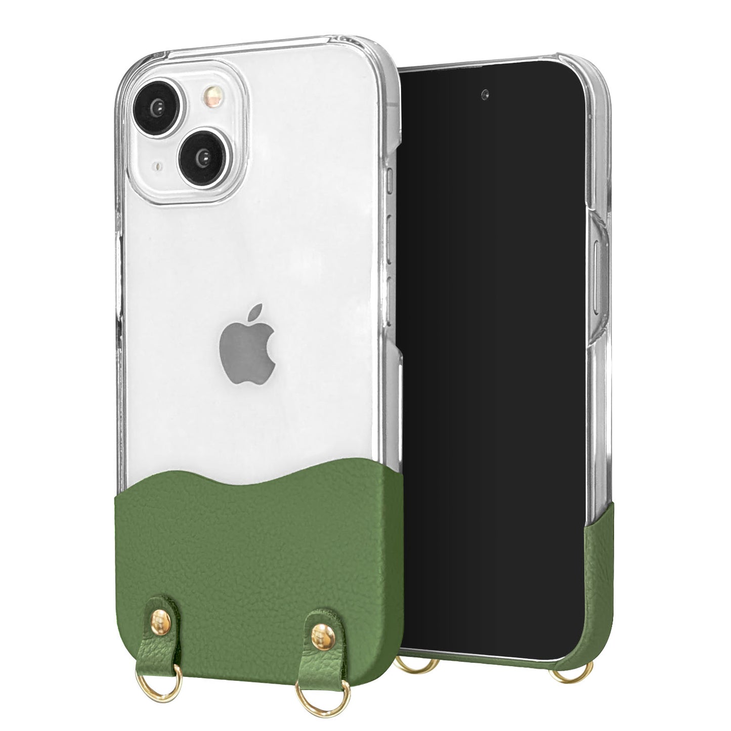 iPhone8 ちょいまる シュリンク姫路レザー 透明クリアケース スマホショルダー