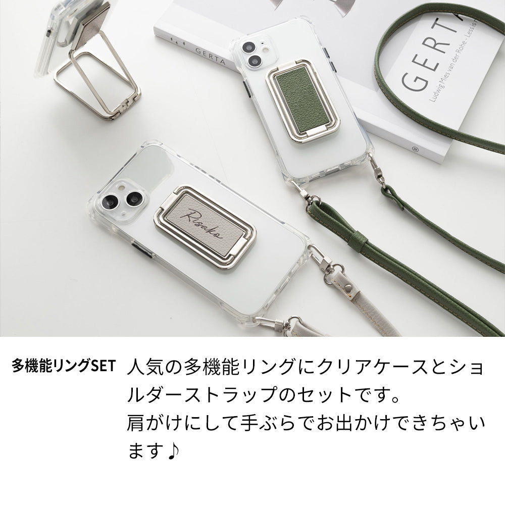 iPhone 18 Pro スマホスタンドになる名入れ多機能リング＆透明クリアケース ストラップ付き