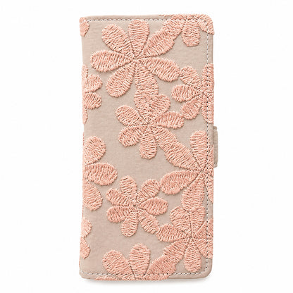 OPPO Reno7 A ラテフラワー 刺繍 サイドマグネット スマホケース 手帳型