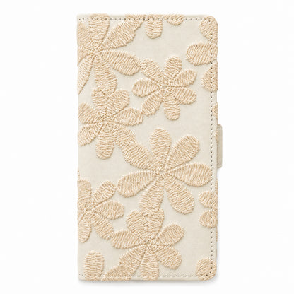Galaxy S22 Ultra SCG14 au ラテフラワー 刺繍 サイドマグネット スマホケース 手帳型