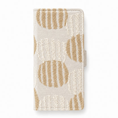 OPPO Reno7 A 北欧 サークルストライプ 刺繍 サイドマグネット スマホケース 手帳型