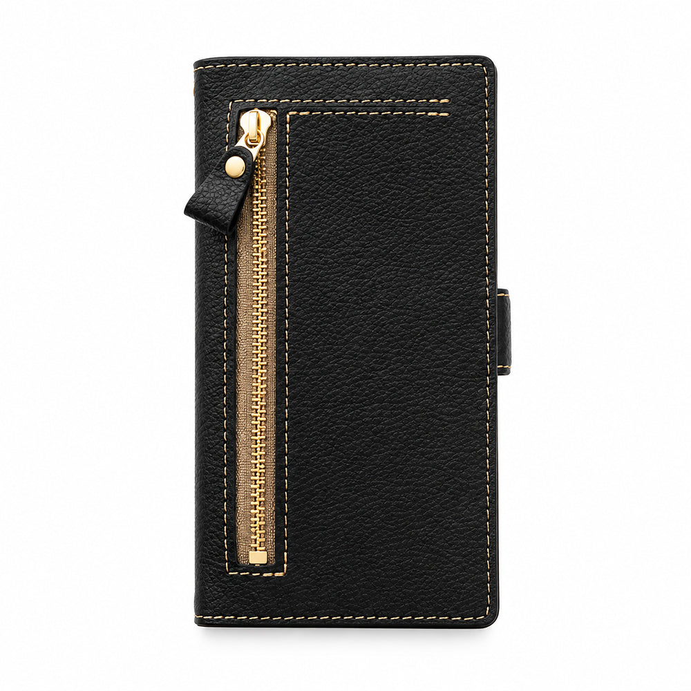 Xperia 10 II SOV43 au 姫路レザー シュリンクレザー ファスナーポケット付き スマホケース 手帳型 本革 サイドマグネット スマホショルダー