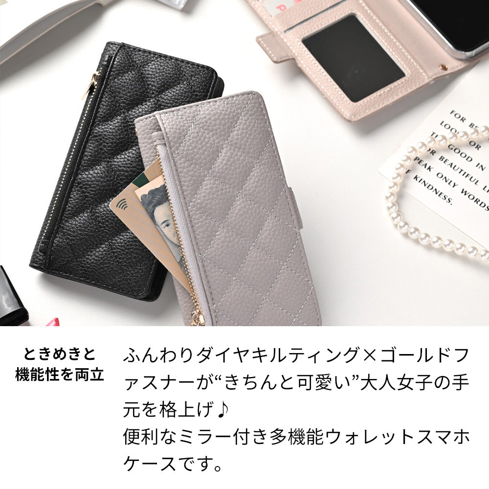 iPhone 18 Pro Max キルティング コインケース付き スマホケース 手帳型 ミラー付き サイドマグネット