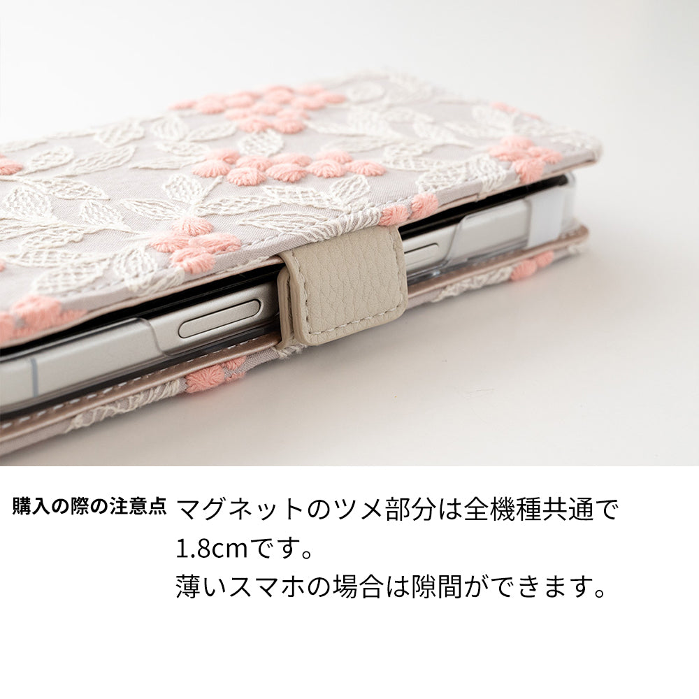 iPhone 18 Pro ぷっくりミモザ 刺繍 サイドマグネット スマホケース 手帳型
