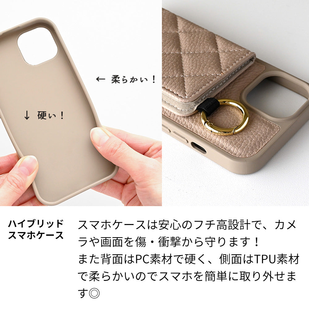 iPhone 17 キルティング カラー リアケース 2つ折りカードケース ミラー付き