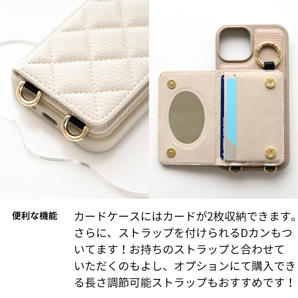 iPhone13 キルティング カラー リアケース 2つ折りカードケース ミラー付き