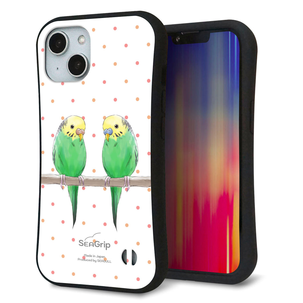 iPhone 14 スマホケース 「SEA Grip」 グリップケース Sライン 【HA271 インコグリーン ドット】 UV印刷