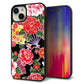 iPhone 15 Plus 強化ガラス＆TPUスマホケース ガラプリ【MA959 和柄 花 A】