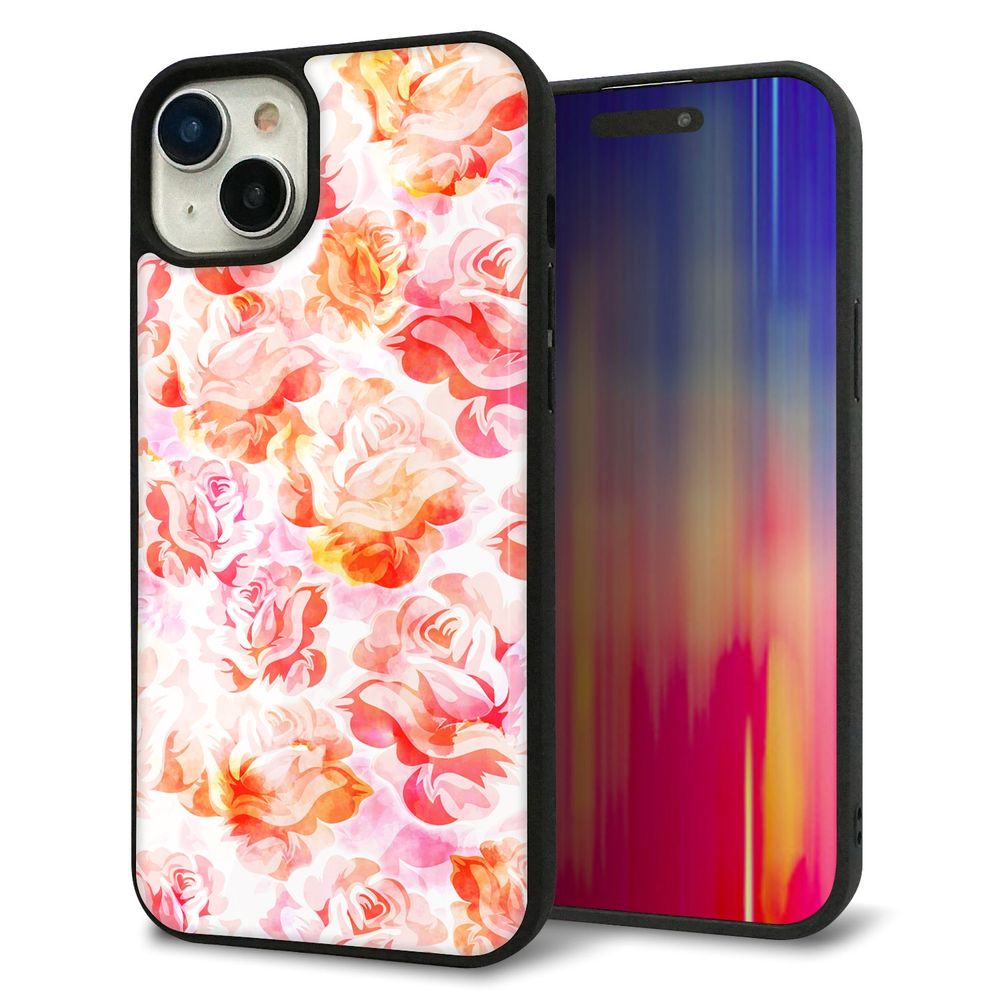 iPhone 15 Plus 強化ガラス＆TPUスマホケース ガラプリ【SC930 ローズ レッド】