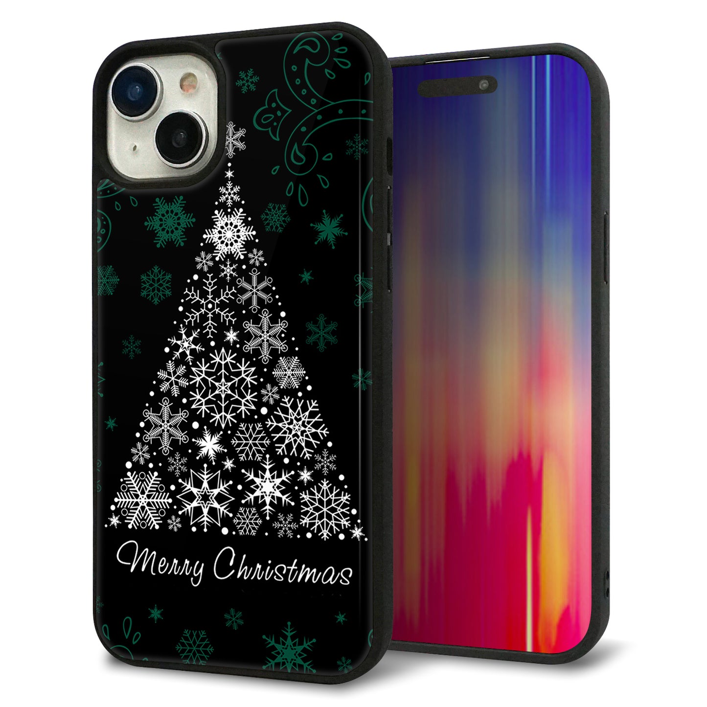 iPhone 15 Plus 強化ガラス＆TPUスマホケース ガラプリ【XA808 聖なるツリー】