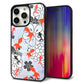 iPhone 15 Pro Max 強化ガラス＆TPUスマホケース ガラプリ【HA216 金魚 花柄 グレー】