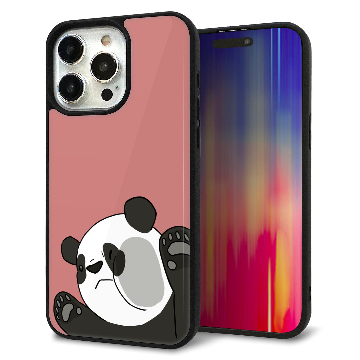 iPhone 15 Pro Max 強化ガラス＆TPUスマホケース ガラプリ【HA300 むぎゅっとパンダ】