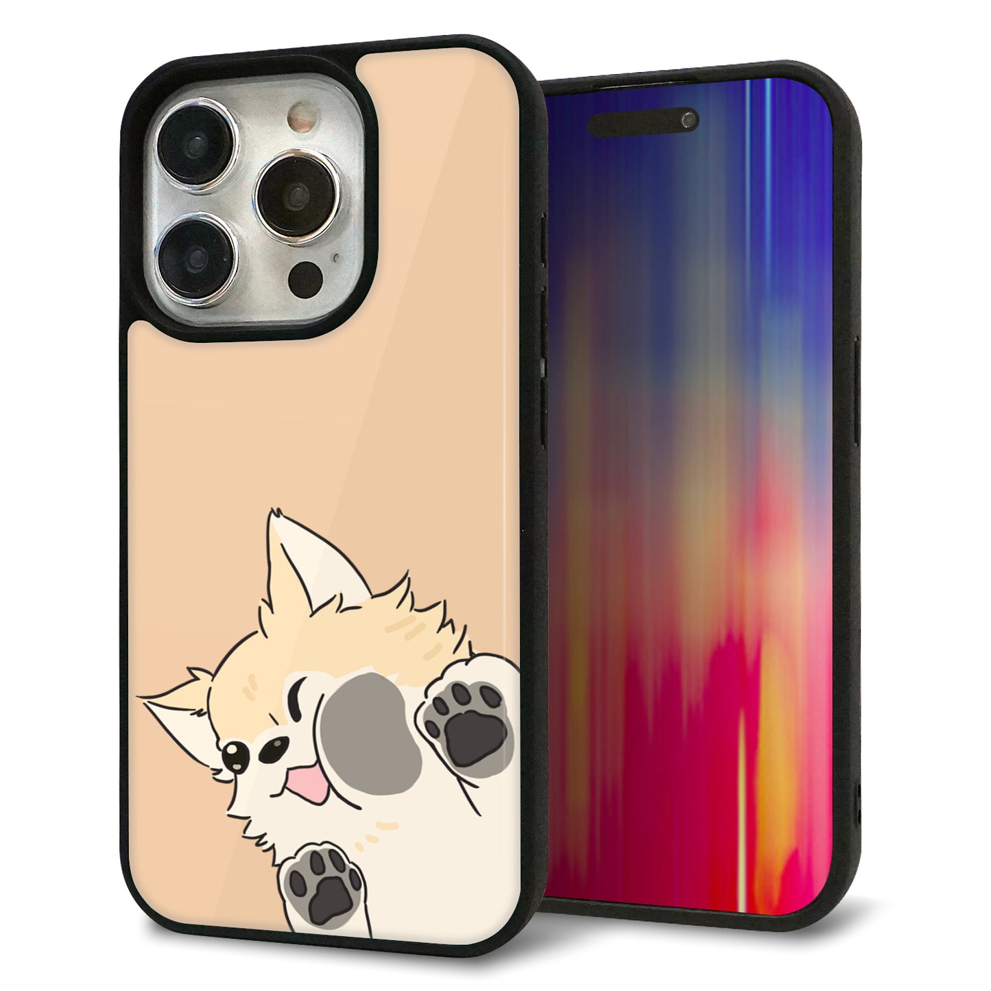 iPhone 15 Pro 強化ガラス＆TPUスマホケース ガラプリ【HA292 むぎゅっとチワワ】