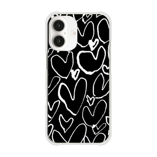 iPhone 16 1124 ハート BK＆WH ハードケース 背面印刷