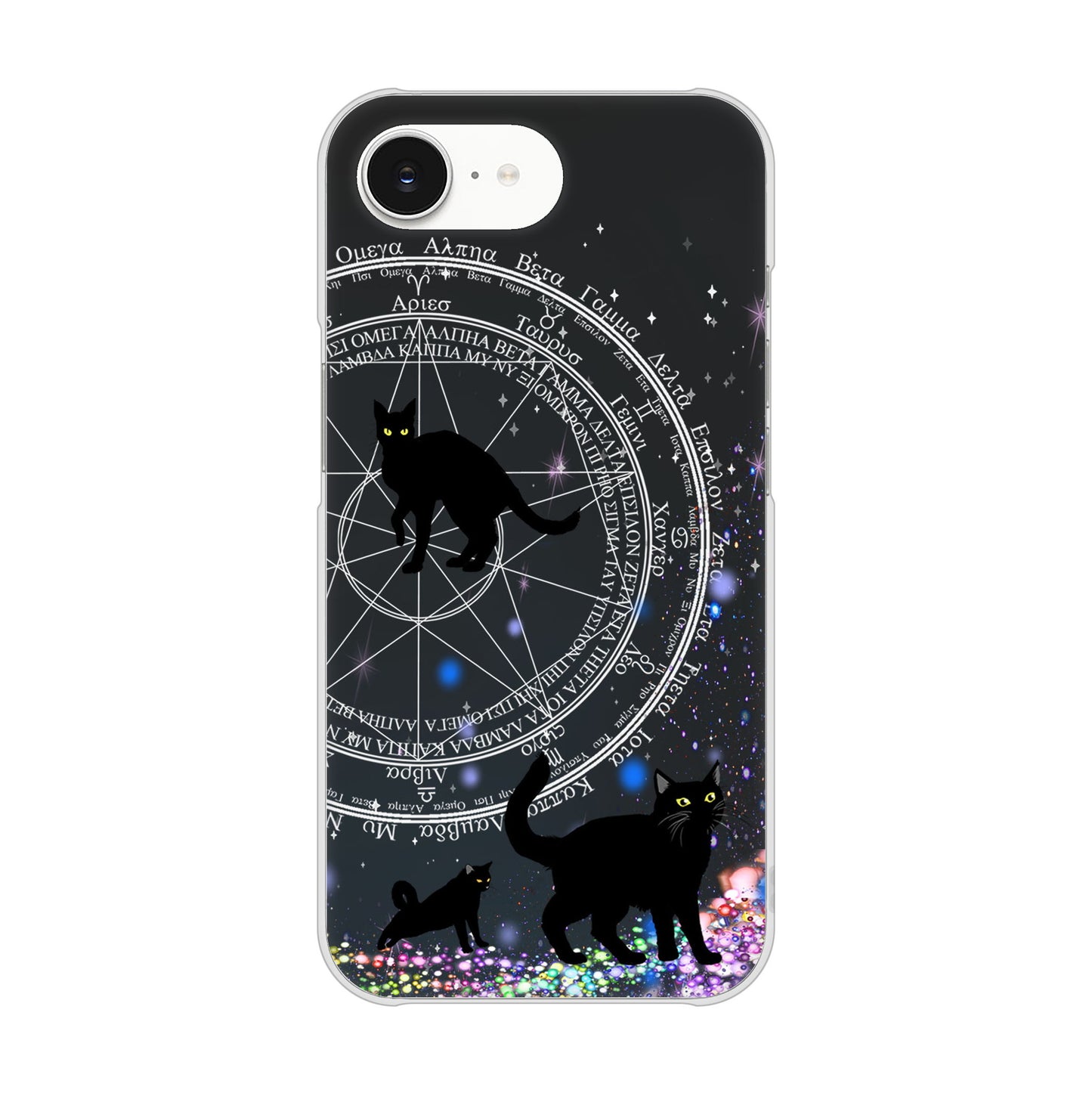 iPhone 16e 魔法陣猫 ハードケース 背面印刷