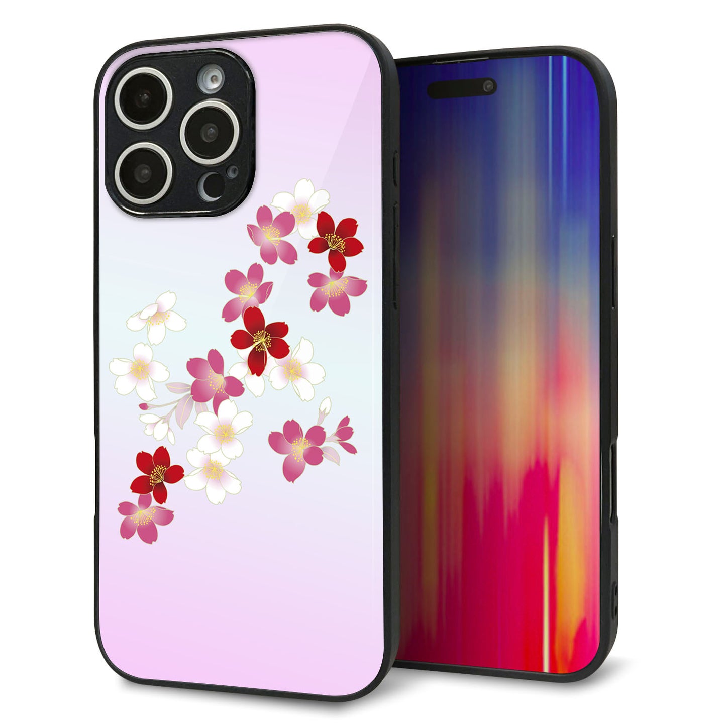 iPhone 16 Pro Max 強化ガラス＆TPUスマホケース ガラプリ【YJ320 桜 和】
