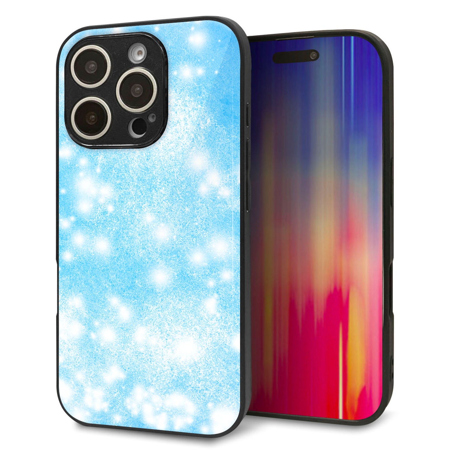 iPhone 16 Pro 強化ガラス＆TPUスマホケース ガラプリ【YJ289 デザインブルー】