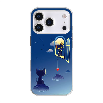 iPhone 18 Pro 高画質仕上げ 背面印刷 ハードケース夜とネコ