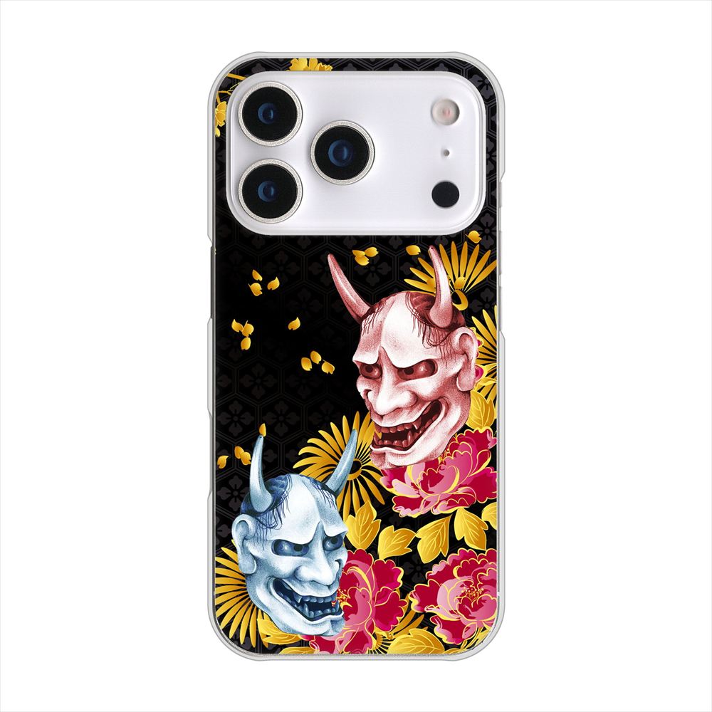 iPhone 18 Pro 高画質仕上げ 背面印刷 ハードケース 【1024 般若と牡丹2】