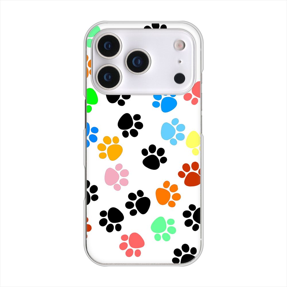 iPhone 18 Pro 高画質仕上げ 背面印刷 ハードケース 【1108 あしあとカラフル】
