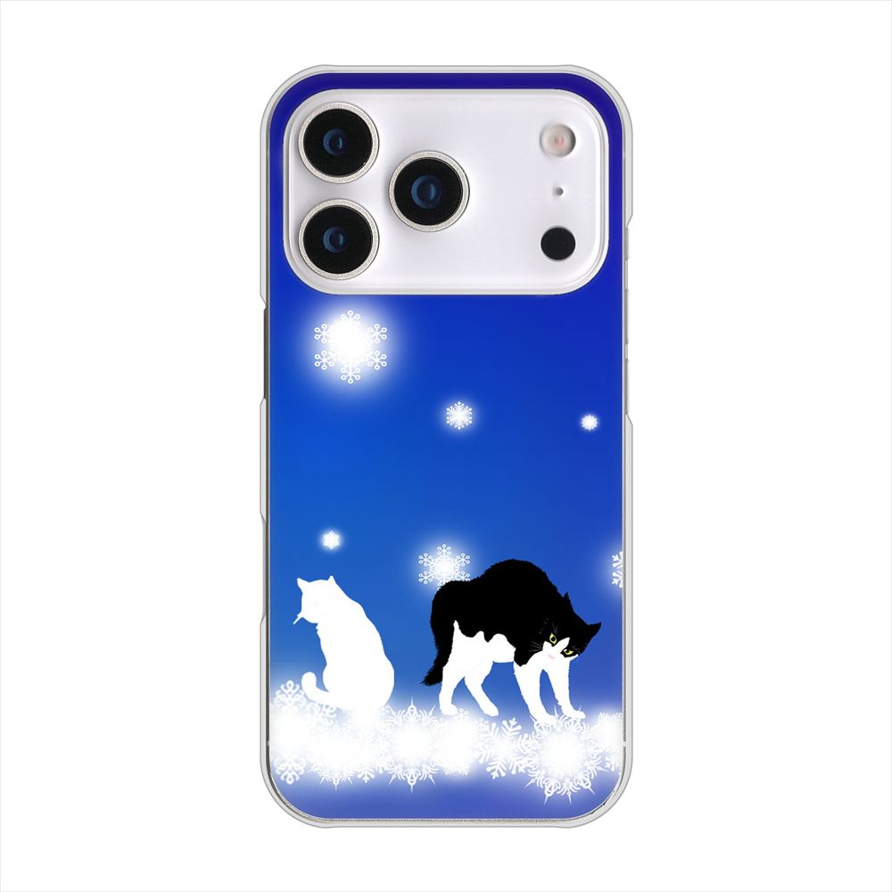iPhone 18 Pro 高画質仕上げ 背面印刷 ハードケース 【YJ335 雪の結晶 はちわれ】