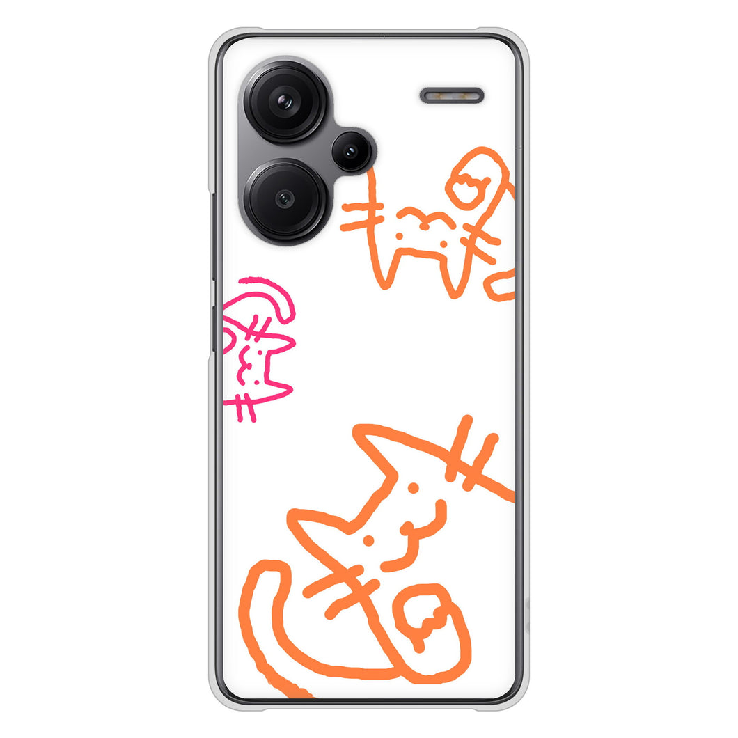 Xiaomi Redmi Note 13 Pro+ 高画質仕上げ 背面印刷 ハードケース 【1098 手まねきする3匹のネコ】