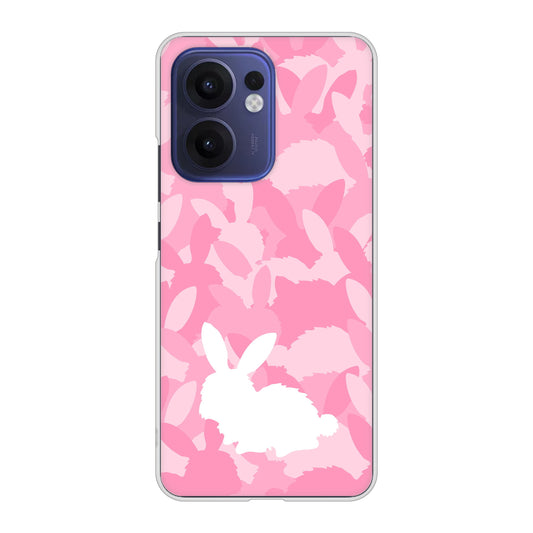 OPPO Reno13 A OPG05 UQ mobile むかいあぐる うさぎ迷彩風 ハードケース 背面印刷
