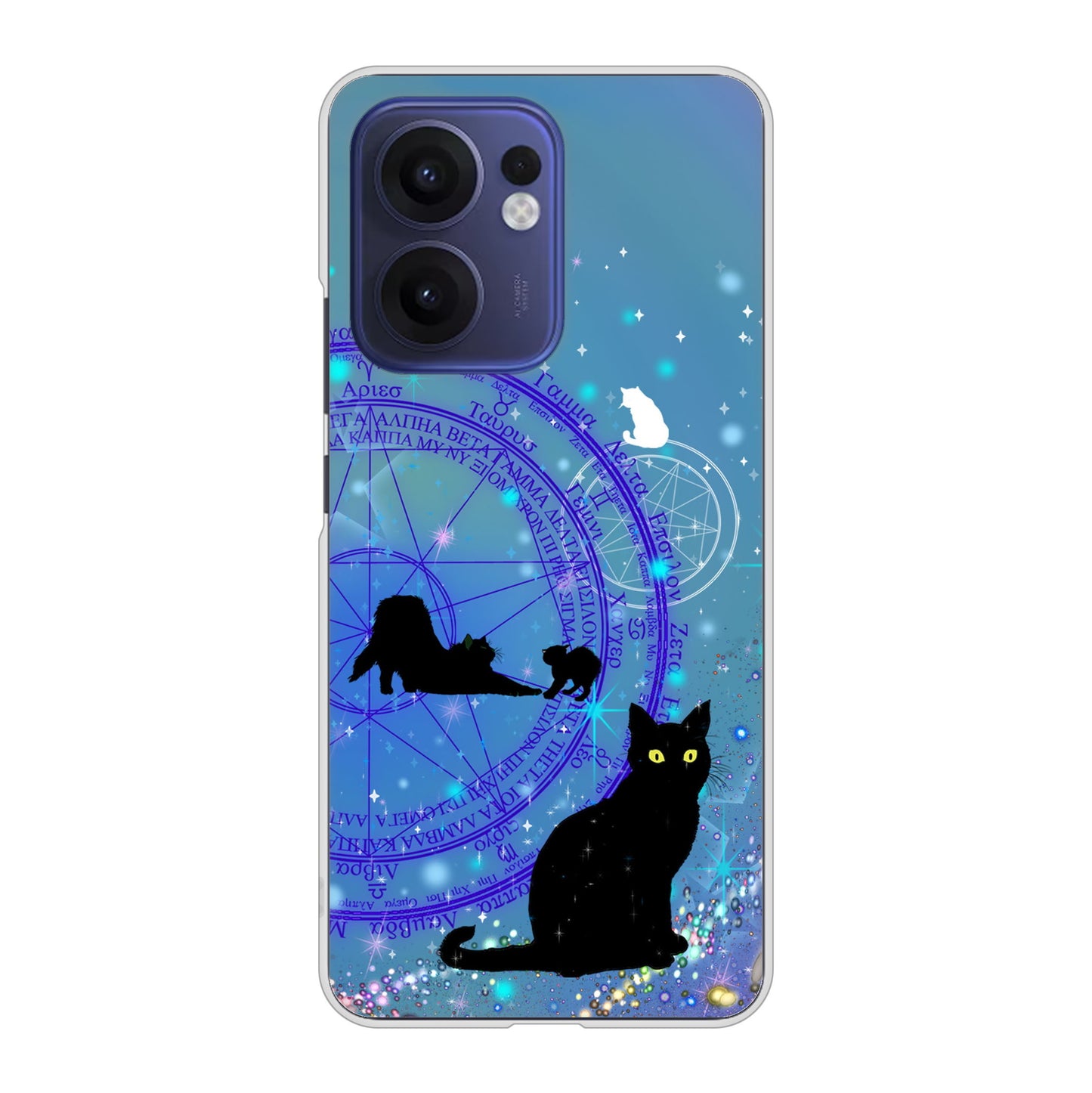 OPPO Reno13 A OPG05 UQ mobile 魔法陣猫 ハードケース 背面印刷