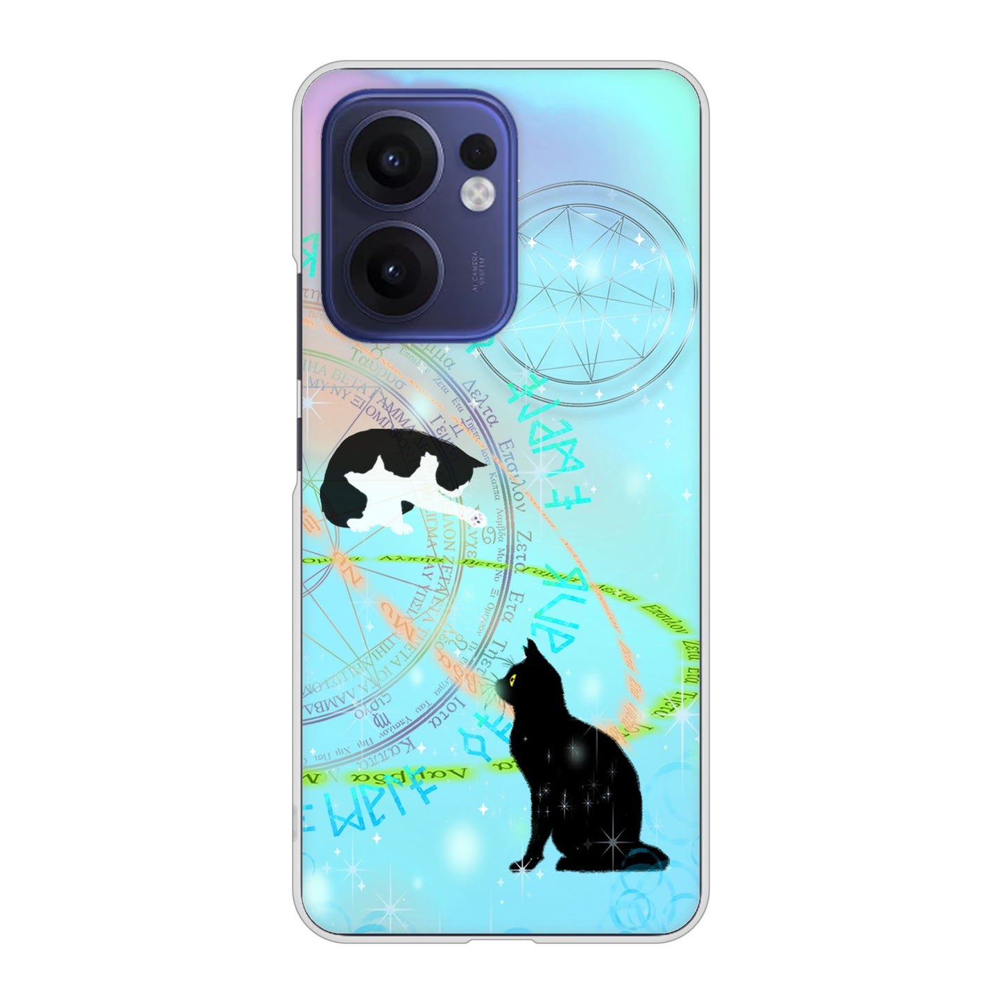OPPO Reno13 A OPG05 UQ mobile 魔法陣猫 ハードケース 背面印刷