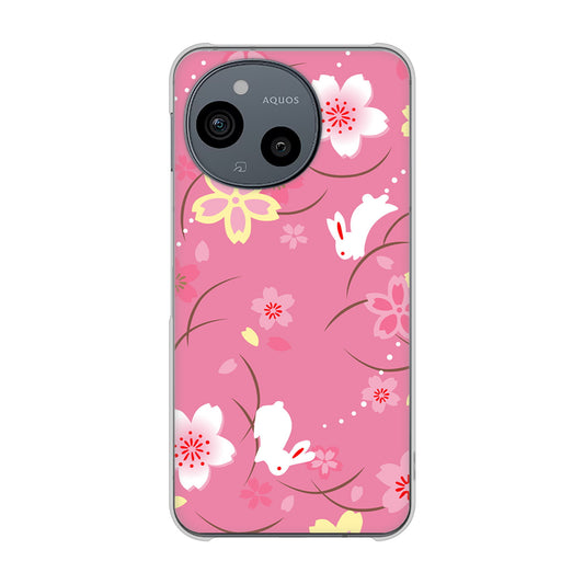 AQUOS sense9 SHG14 au 149 桜と白うさぎ ハードケース 背面印刷