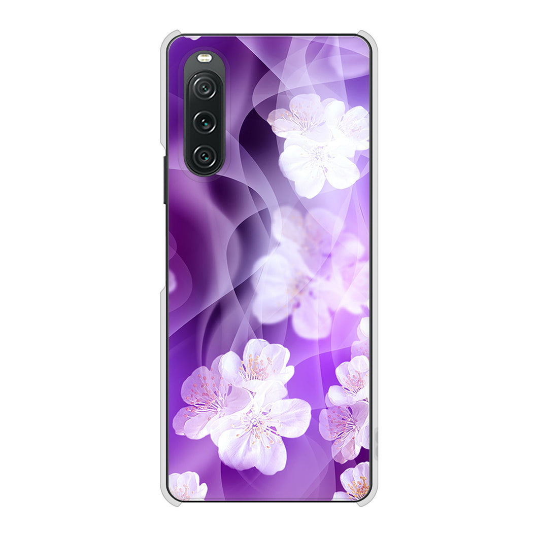 Xperia 10 V SO-52D docomo 1211 桜とパープルの風 ハードケース 背面印刷