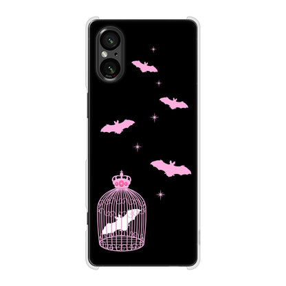 Xperia 5 V SOG12 au むかいあぐる こうもりの王冠鳥かご ハードケース 背面印刷
