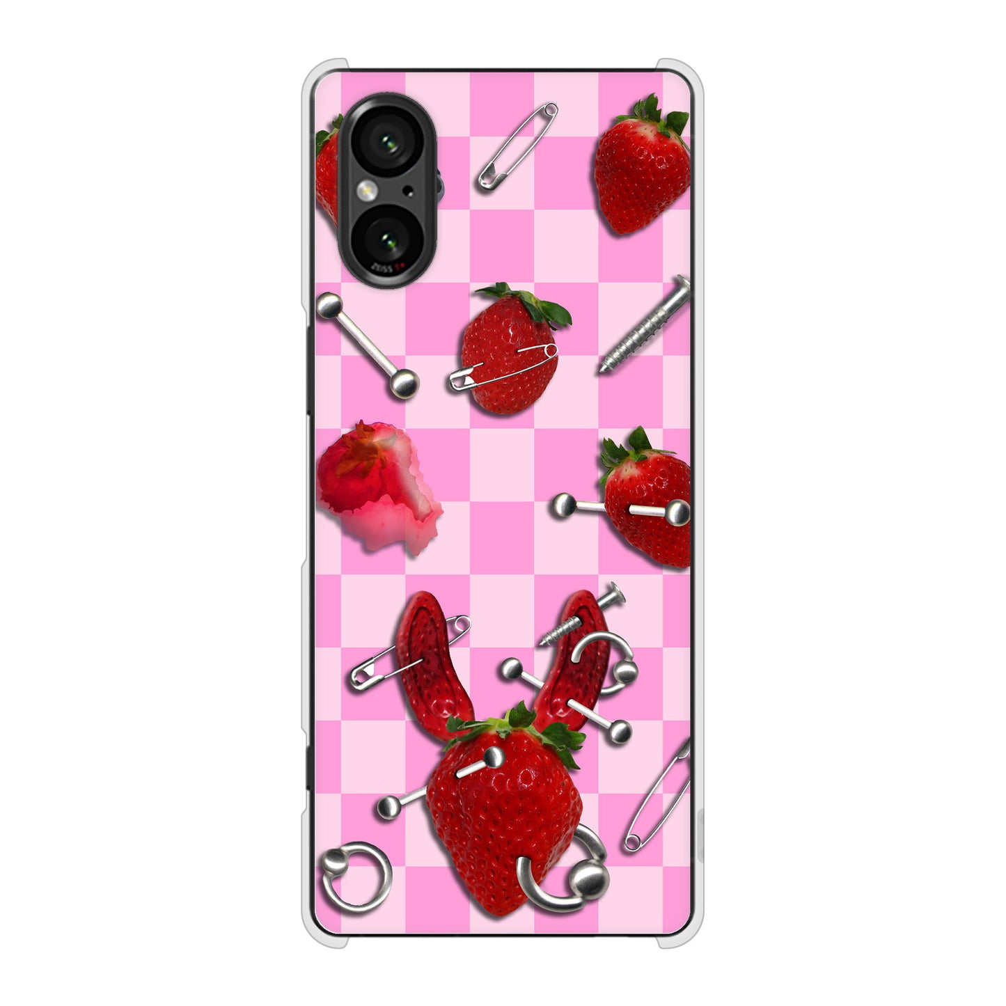 Xperia 5 V SOG12 au むかいあぐる 苺パンク ハードケース 背面印刷