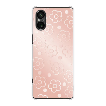 Xperia 5 V SOG12 au エンボス風デイジーシンプル ハードケース 背面印刷