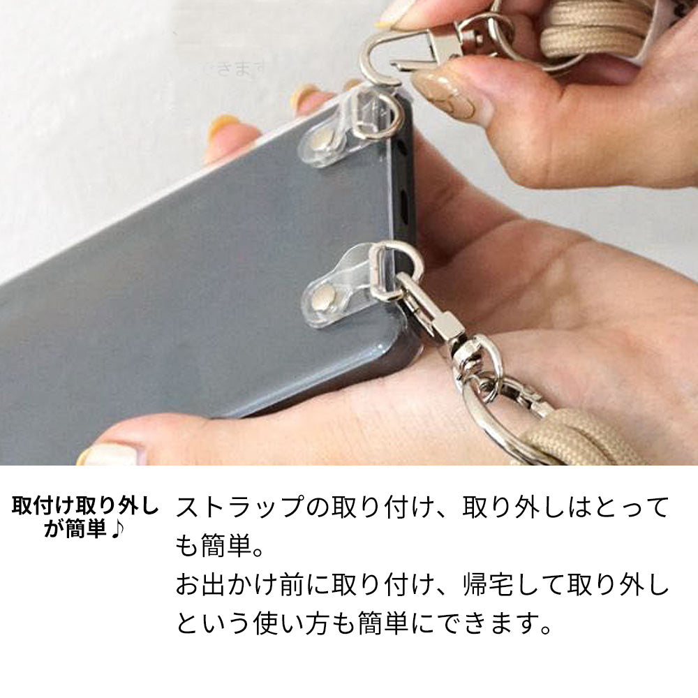 iPhone7 スマホショルダー 透明 クリアハードケース 3連紐ストラップ付 肩掛け