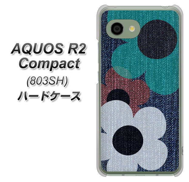 AQUOS R2 compact 803SH SoftBank EK869 ルーズフラワーinデニム風 ハードケース 背面印刷