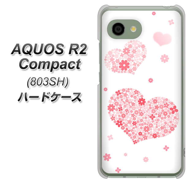 AQUOS R2 compact 803SH SoftBank SC824 ピンクのハート ハードケース 背面印刷