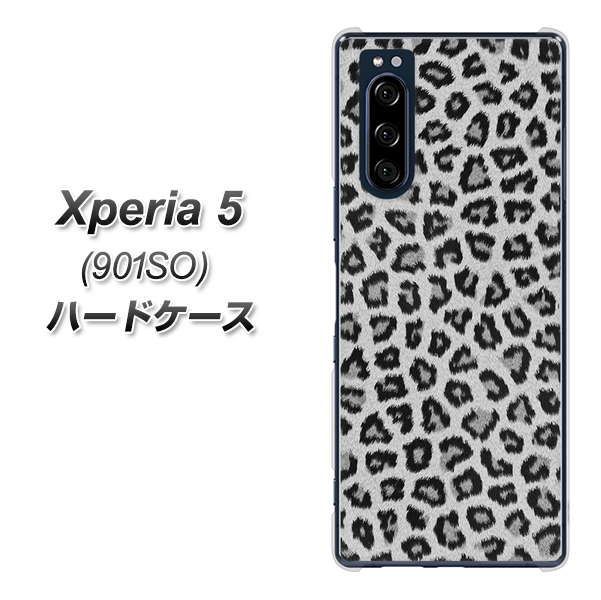 Xperia 5 901SO SoftBank 1068 ヒョウ柄ベーシックSグレー ハードケース 背面印刷