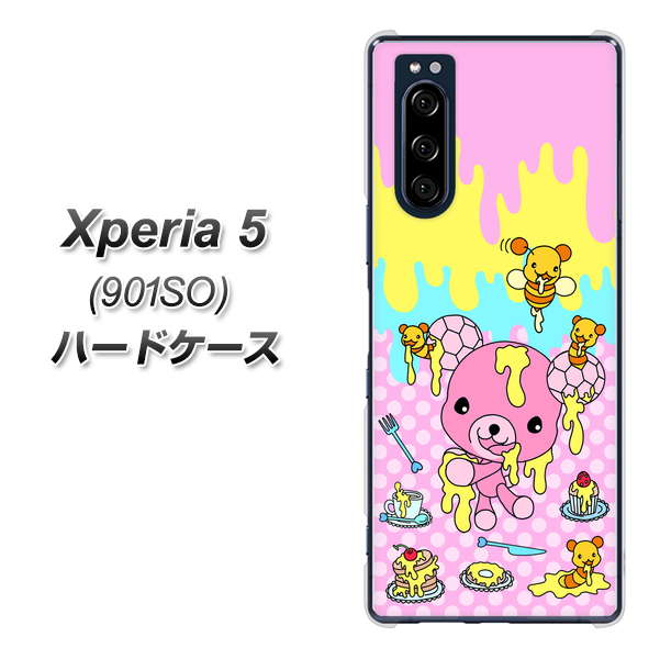 Xperia 5 901SO SoftBank AG822 ハニベア（水玉ピンク） ハードケース 背面印刷
