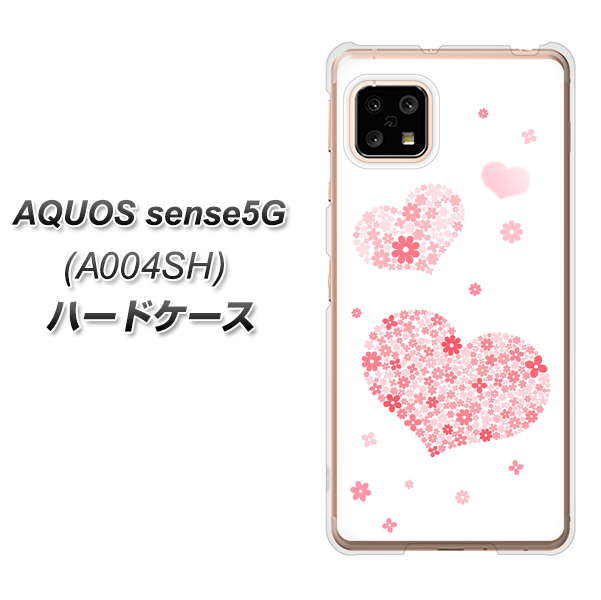 AQUOS sense5G A004SH SoftBank SC824 ピンクのハート ハードケース 背面印刷