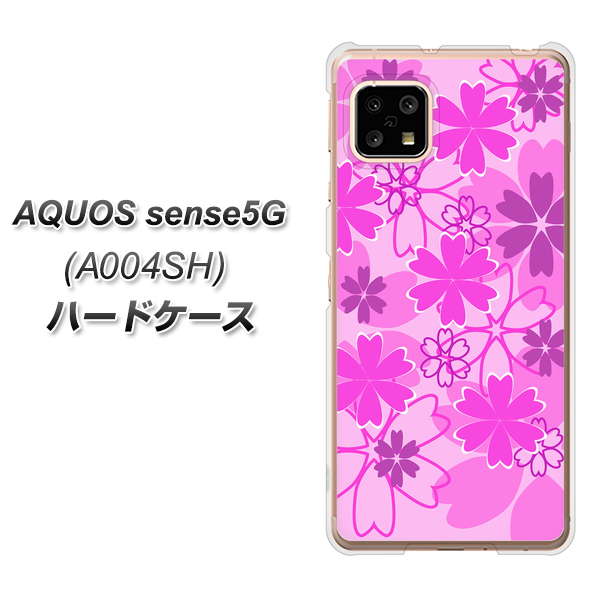AQUOS sense5G A004SH SoftBank VA961 重なり合う花 ピンク ハードケース 背面印刷