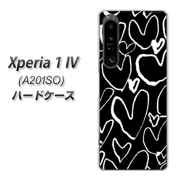Xperia 1 IV A201SO SoftBank 1124 ハート BK＆WH ハードケース 背面印刷