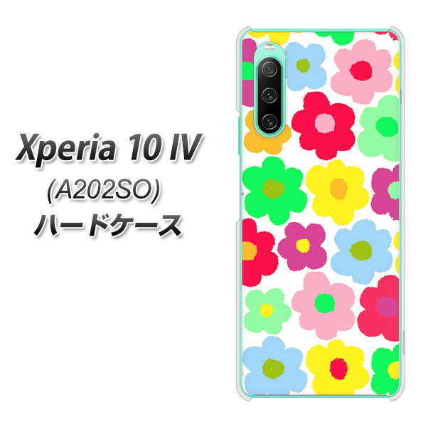 Xperia 10 IV A202SO SoftBank 758 ルーズフラワーカラフル ハードケース 背面印刷