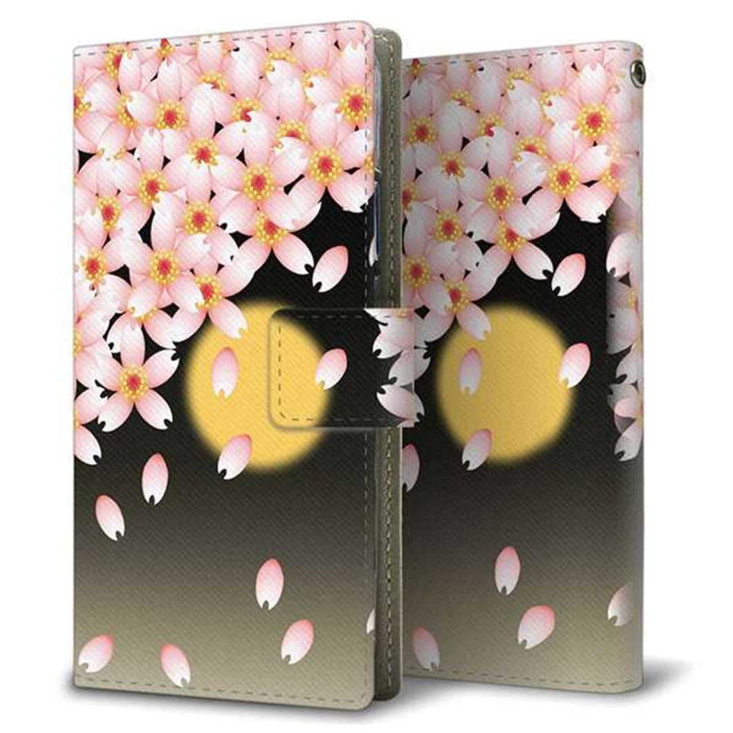 iPhone17 Pro 高画質仕上げ プリント手帳型ケース ( 薄型スリム ) 【136 満月と夜桜】