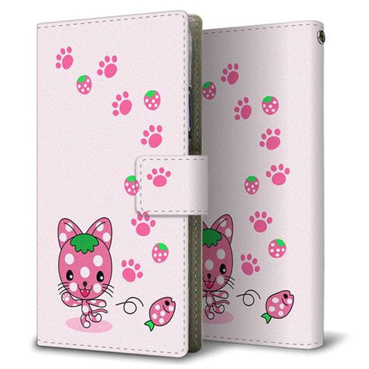 OPPO Reno7 A むかいあぐる イチゴ猫のにゃんベリー 薄型スリム プリント手帳型ケース