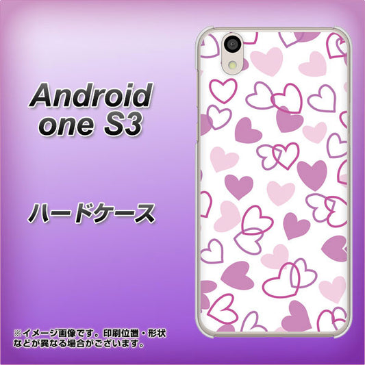 Android One S3 VA928 ハートがいっぱい パープル ハードケース 背面印刷