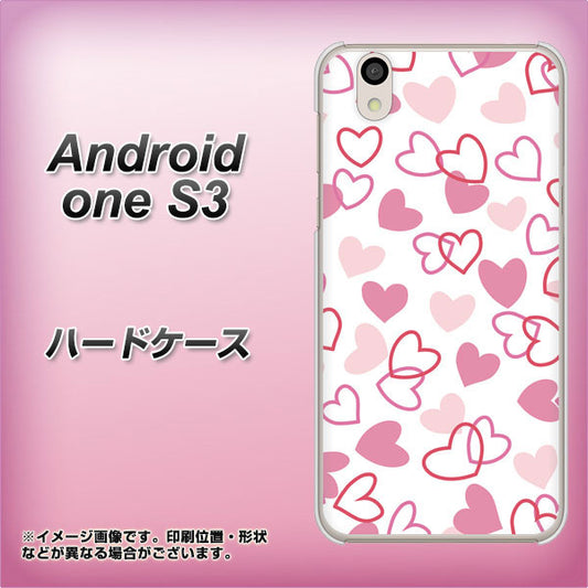Android One S3 VA929 ハートがいっぱい ピンク ハードケース 背面印刷