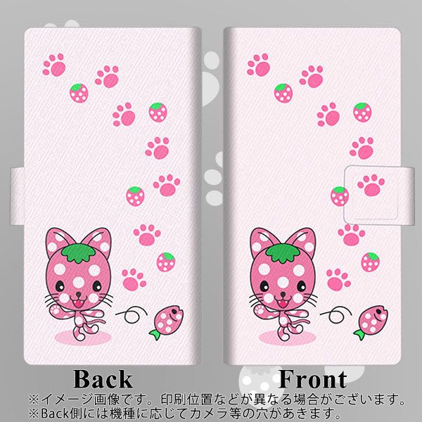 iPhone8 AG819 イチゴ猫のにゃんベリー（ピンク） 薄型スリム プリント手帳型ケース
