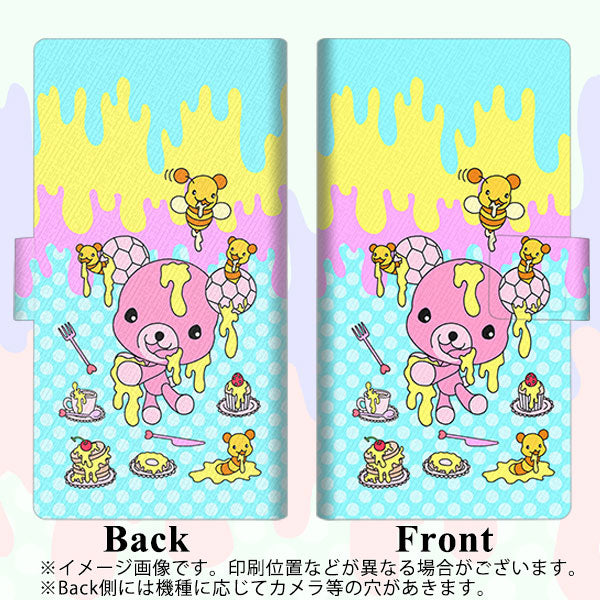 iPhone8 画質仕上げ プリント手帳型ケース(薄型スリム)【AG821 ハニベア（水玉水色）】